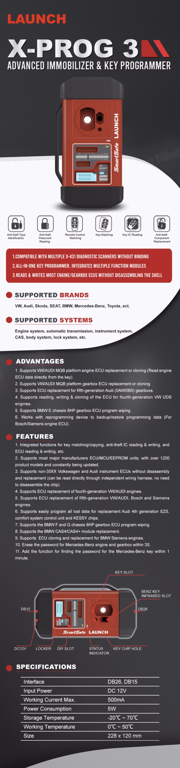 LAUNCH X-PROG 3 Advanced Immobilizer & Key programming Module